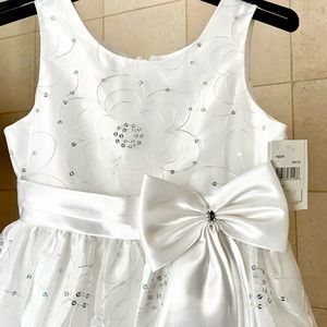 White Sequins Girls A-line Formal Dress NWT